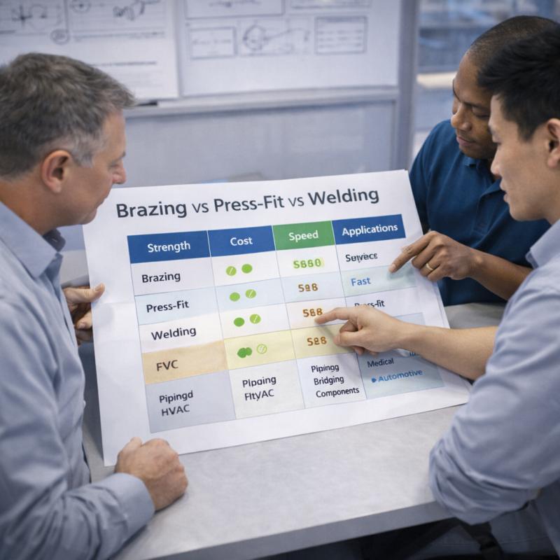 Engineers discuss heat sink technology comparison tables with customers in meetings
