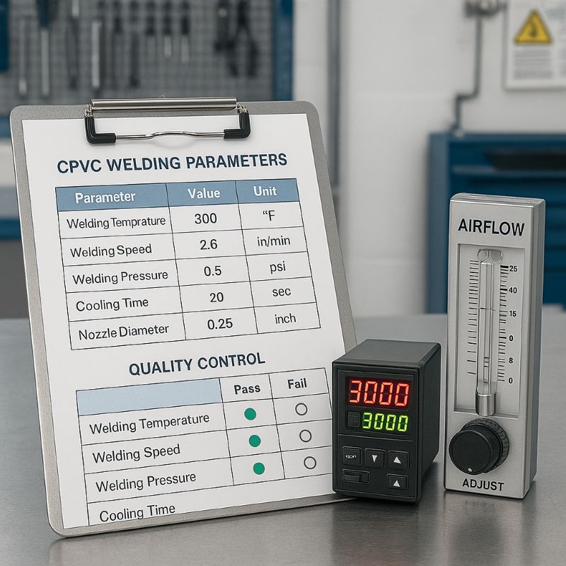 Welding parameter table and quality control chart display