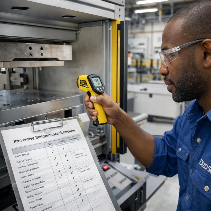 Engineers are using an infrared thermometer to calibrate the hot plate temperature