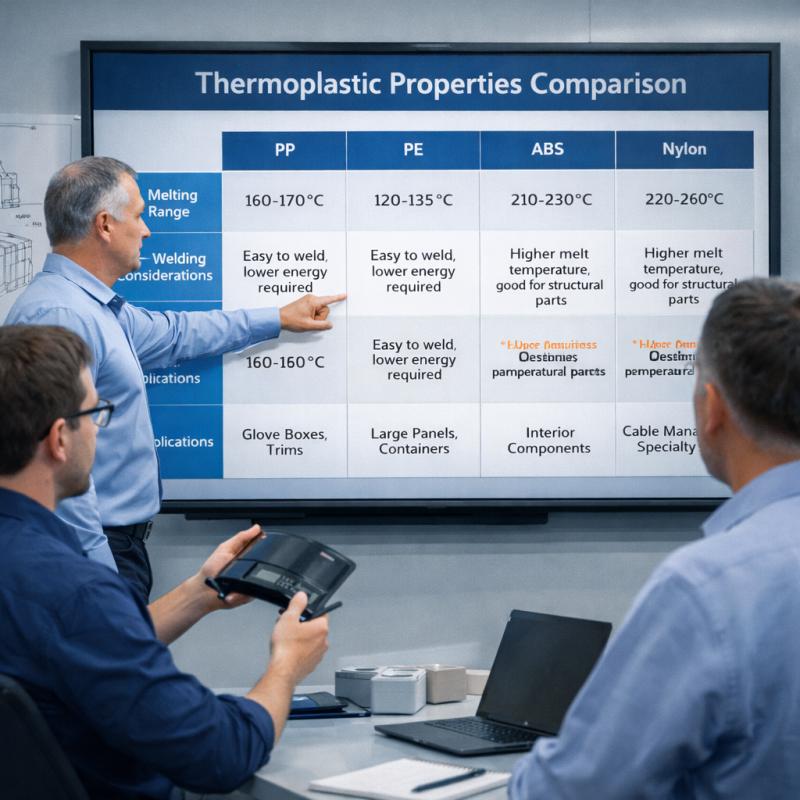 Material performance comparison table was displayed in the conference-room
