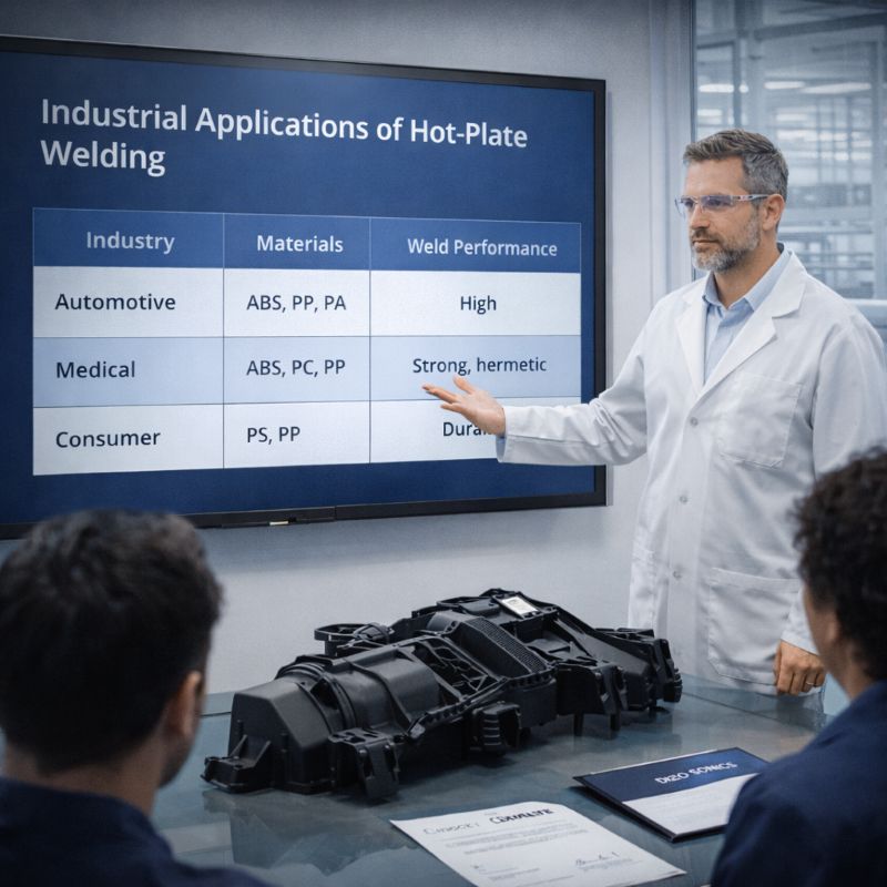 Hot plate welding industry application and material selection table display