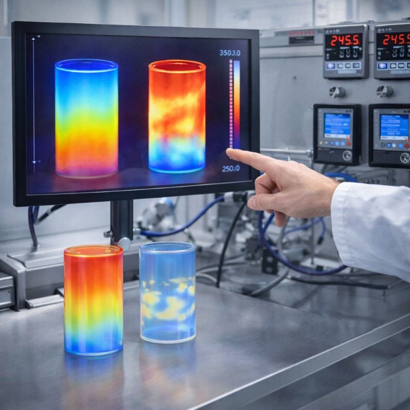 A comparative experiment showing the effect of temperature uniformity on weld quality in the laboratory