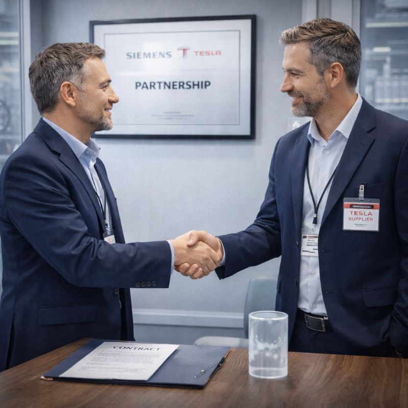The formal scene of the customer signing a contract with Dizo engineers