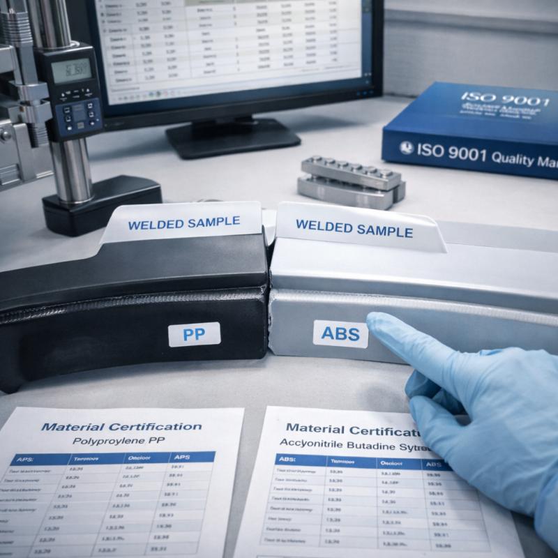 Laboratory welding samples material certificates and ISO 9001 certification documents