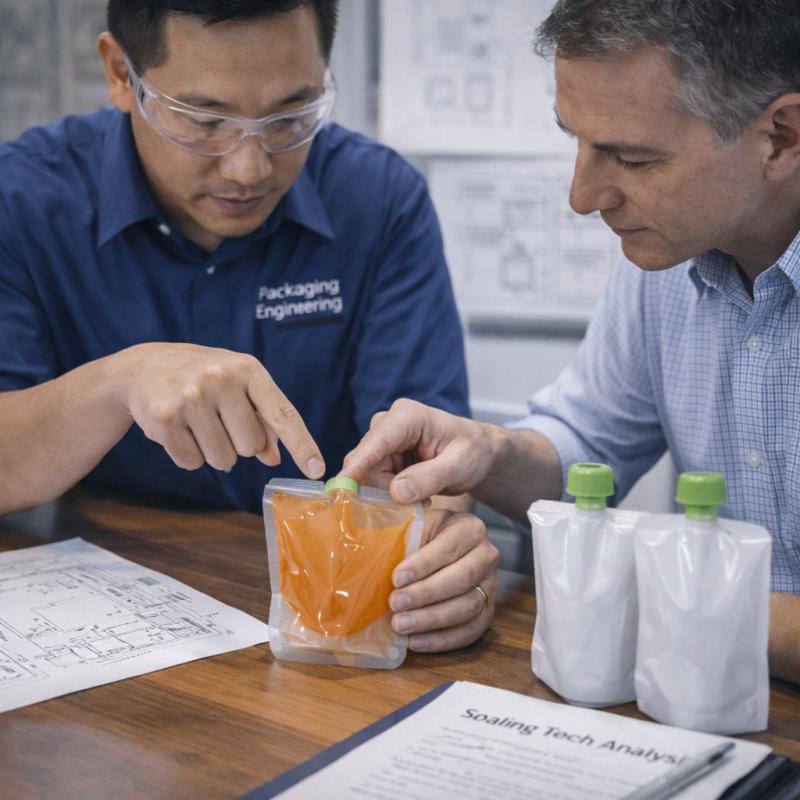 Engineers discuss customized packaging solutions with customers