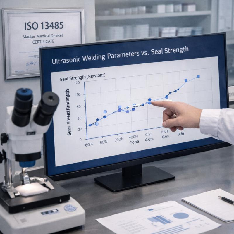 Charts and certificates showing the effect of welding parameters on materials in the scientific laboratory