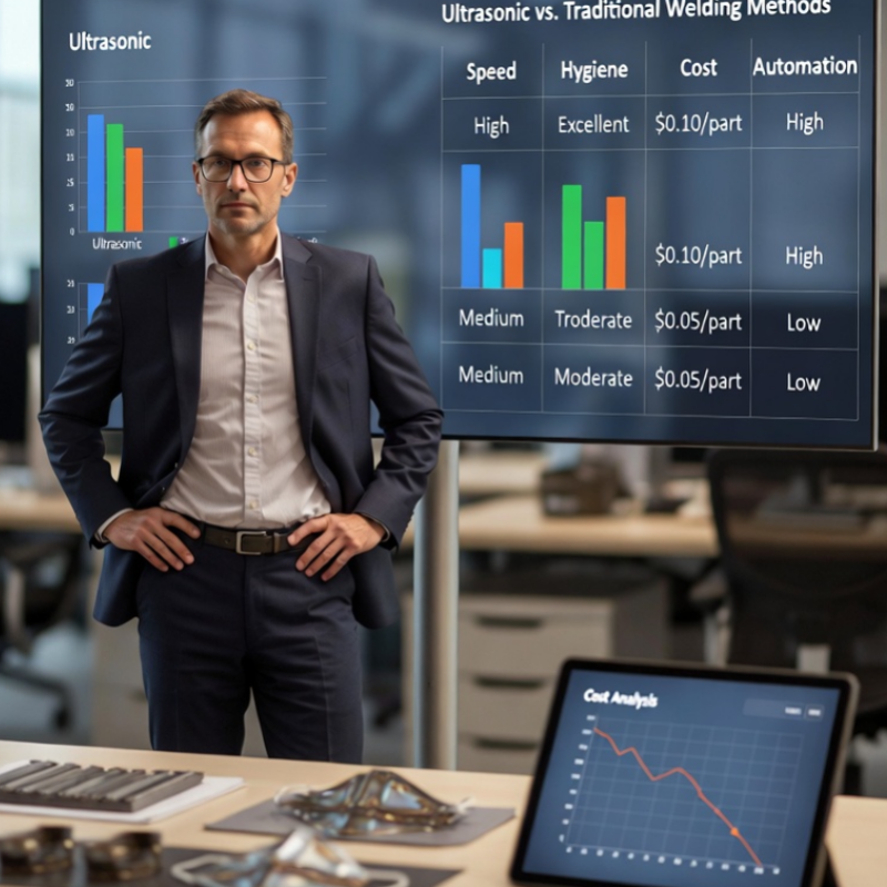 Managers in the office view the data dashboard comparing ultrasound with traditional methods